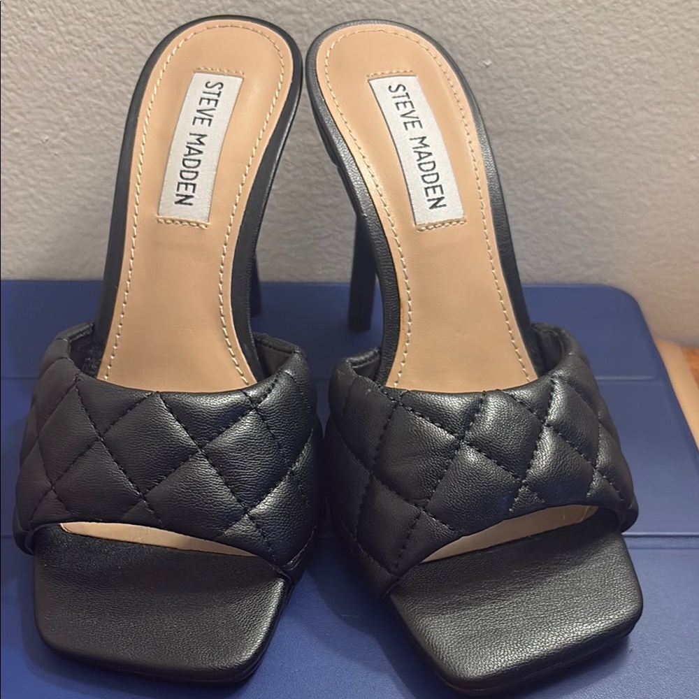 Steve Madden Black Quilted Heels